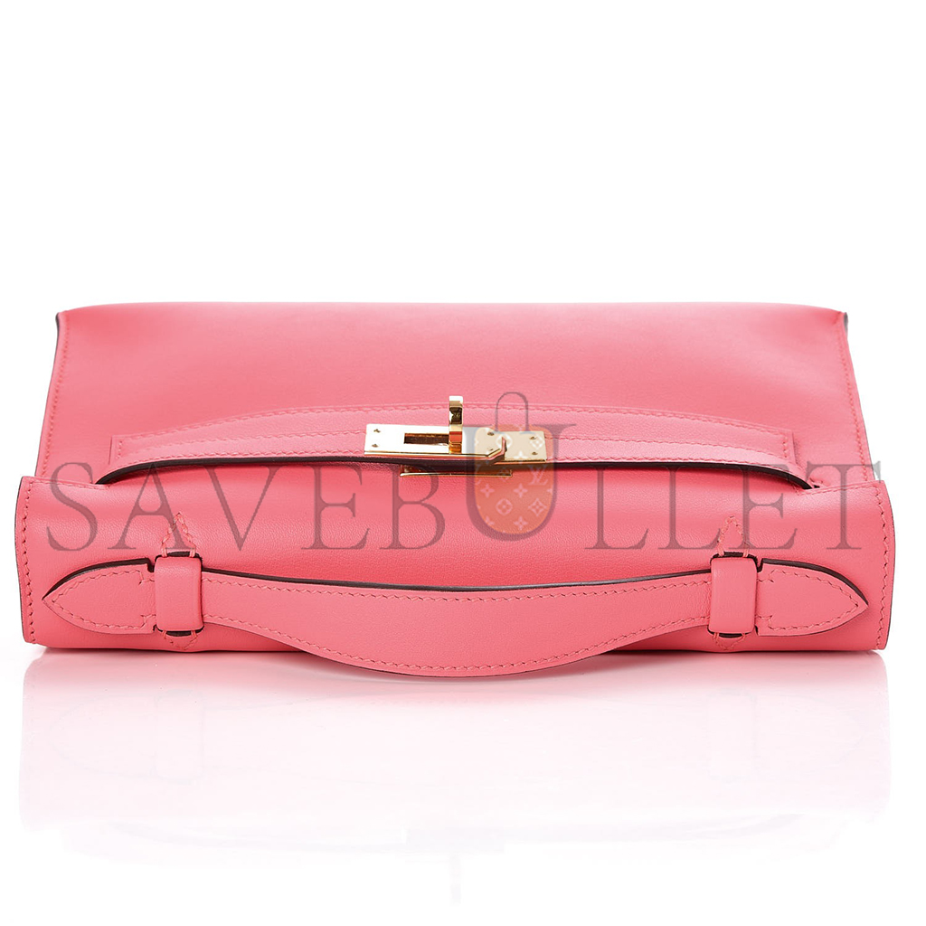 HERMÈS MASTER SWIFT KELLY POCHETTE CLUTCH ROSE AZALEE (22*14*7cm) 